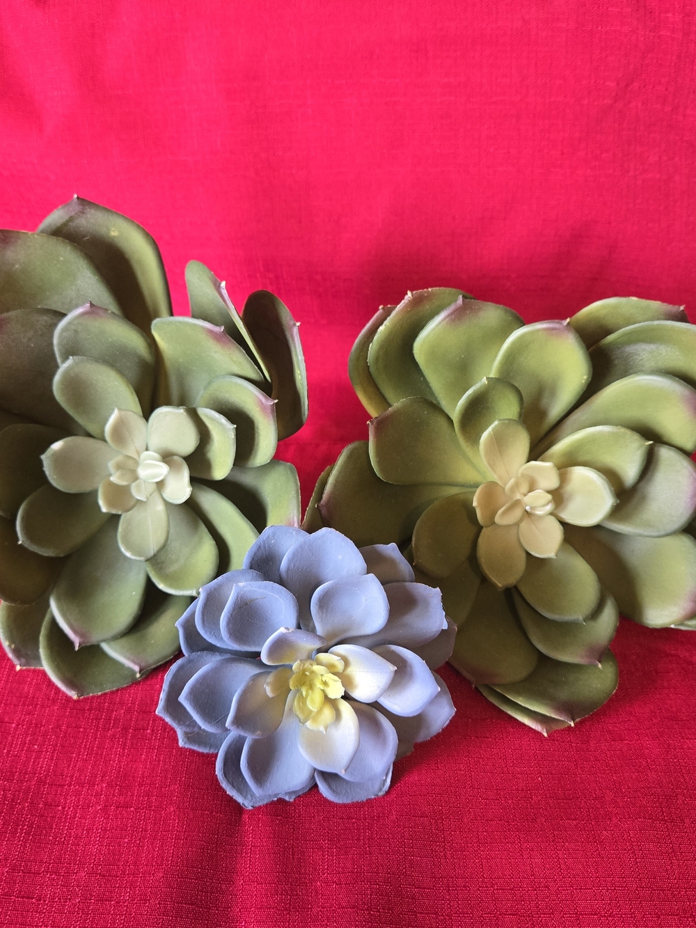 Realistic Green and Gray Faux Succulent Trio - Home Accent